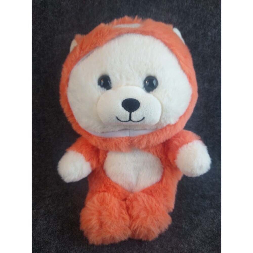 Kellytoy Plush Hooded White Bear in Fox Costume Soft Stuffed Animal Toy 10 inch